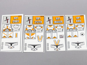 JONAK Toys Phase 1 Decal Sheets- 212th Squad Pack